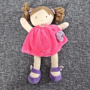 Jolijou Paris Pretty Lollipop Doll Pink Plush Rag Doll Brown Pigtails DC3133